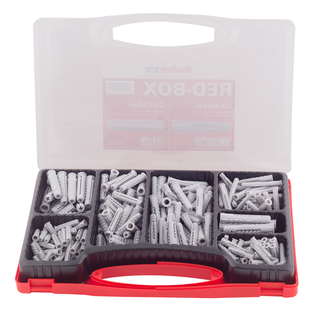 fischer Sortimentbox mit Dübel SX und Universaldübel UX - RED BOX