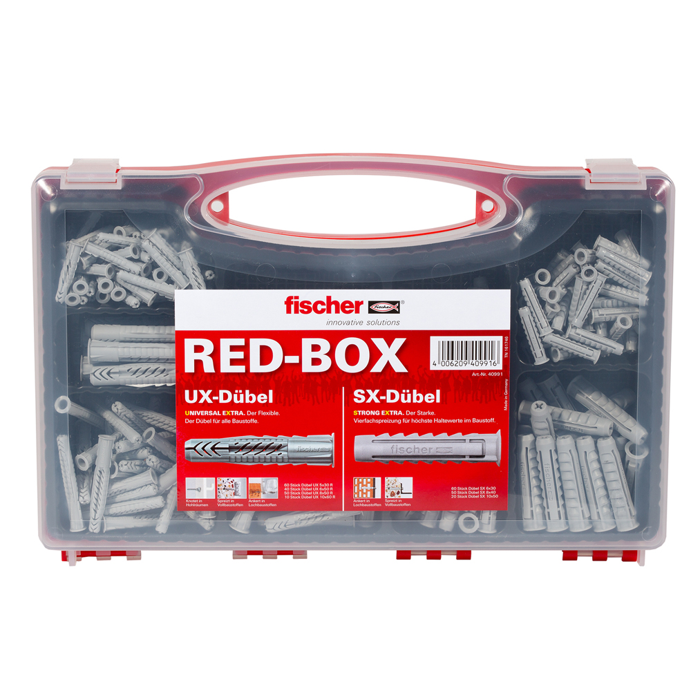 fischer Sortimentbox mit Dübel SX und Universaldübel UX - RED BOX