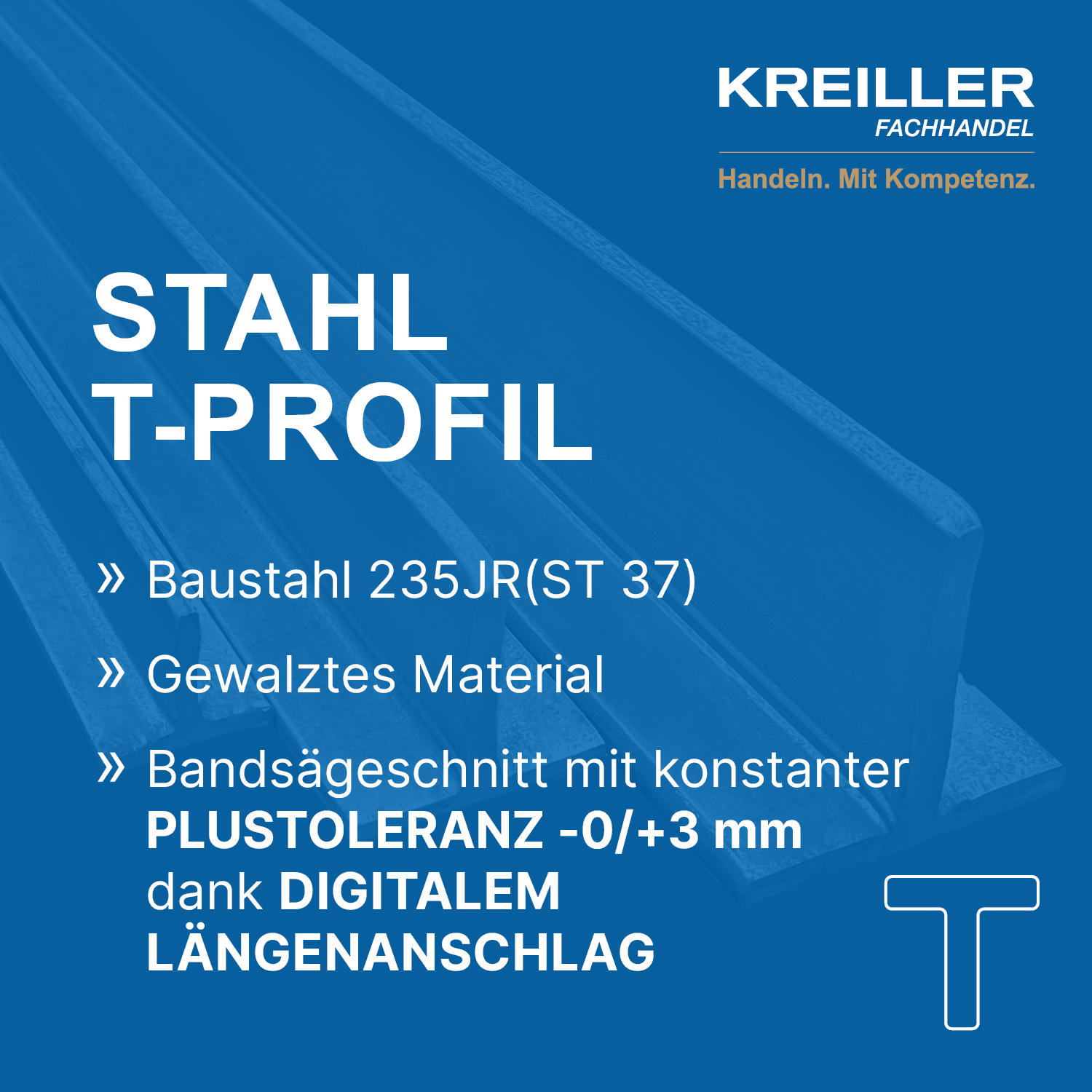 KREILLER Stahl T - Profil T-Stahl rundkantig
