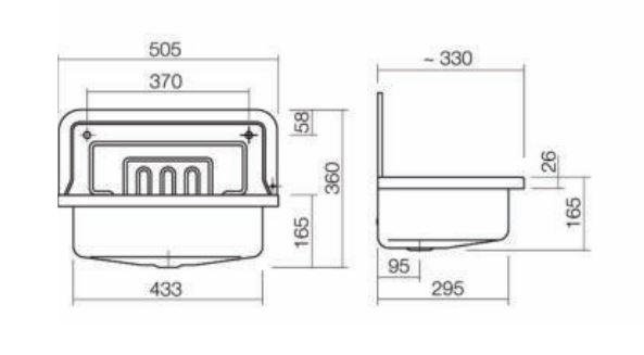 ALAPE Stahl Ausgussbecken Becken Waschbecken Email CONTRA 505