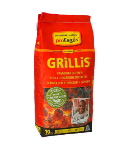 proFagus Grillholzkohle Briketts Grillis 10 kg Sack Grillkohle