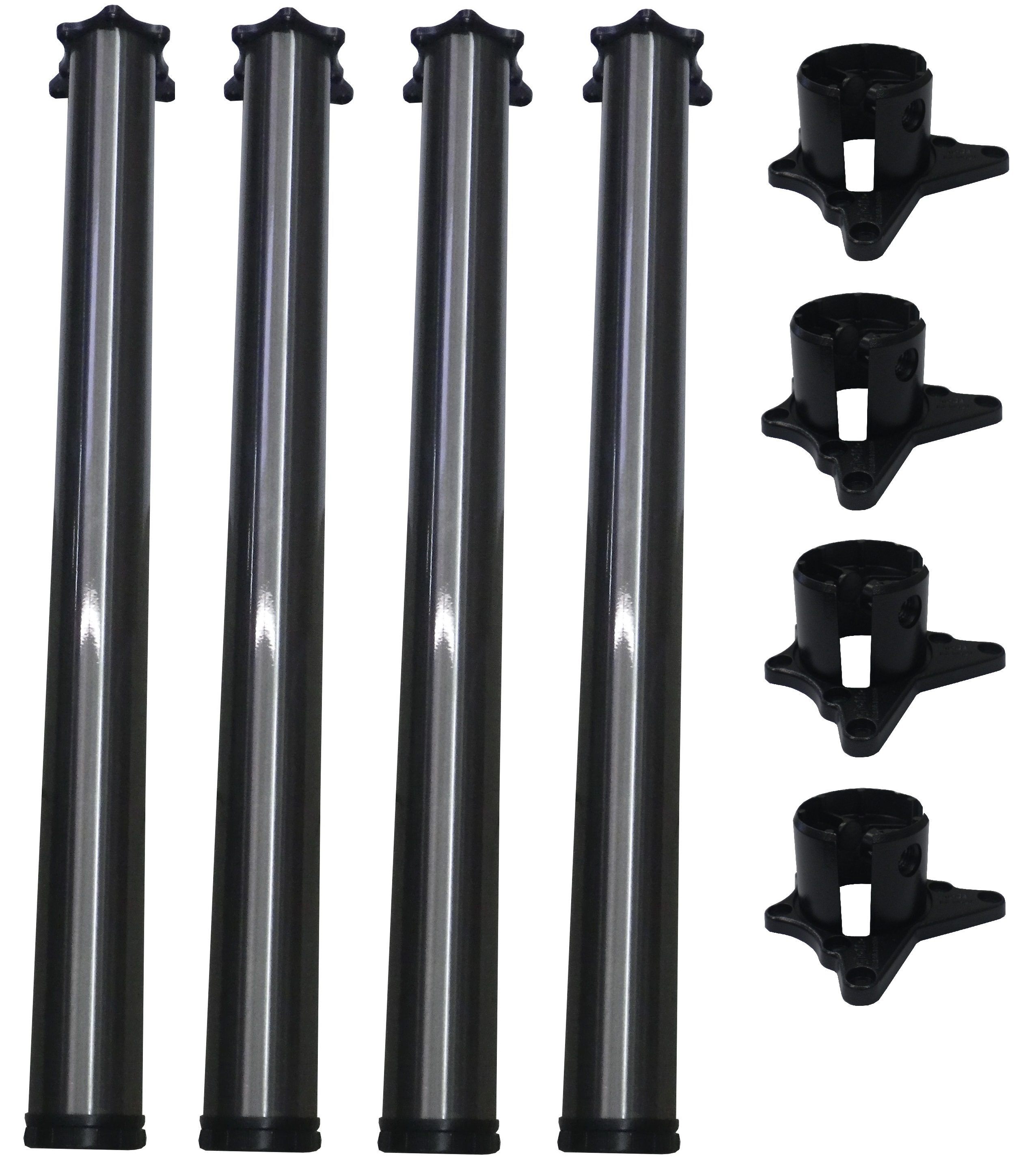 Tischfuß Set (4 Stück) mit Zamak Montageplatte, Länge 710 mm