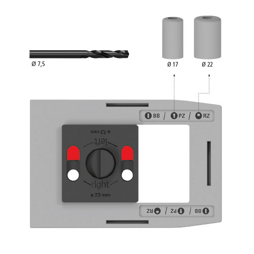 Kreiller Bohrschablonenset by Qolibri  für Rosettengarnituren Bohrschablone