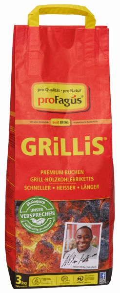 Grillis Premium Buchen Holzkohlebriketts 3 kg