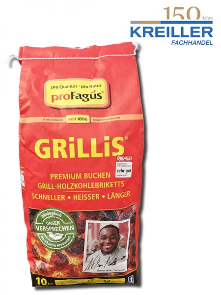 Grillis Premium Buchen Grill-Holzkohlebriketts 10 kg