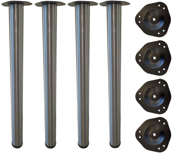 Tischfuß Set (4 Stück) mit Stahl Montageplatte, Länge 710 mm
